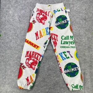 Chinatown Market Sweatpants Men Medium Gray Logo Graphic AOP Print Joggers‎ NEW